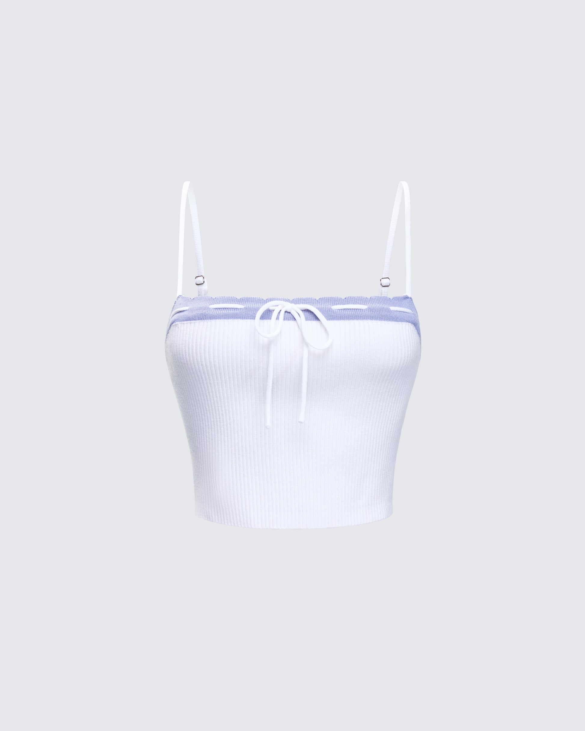 Lucien White Ribbon Path Knitted Top product front