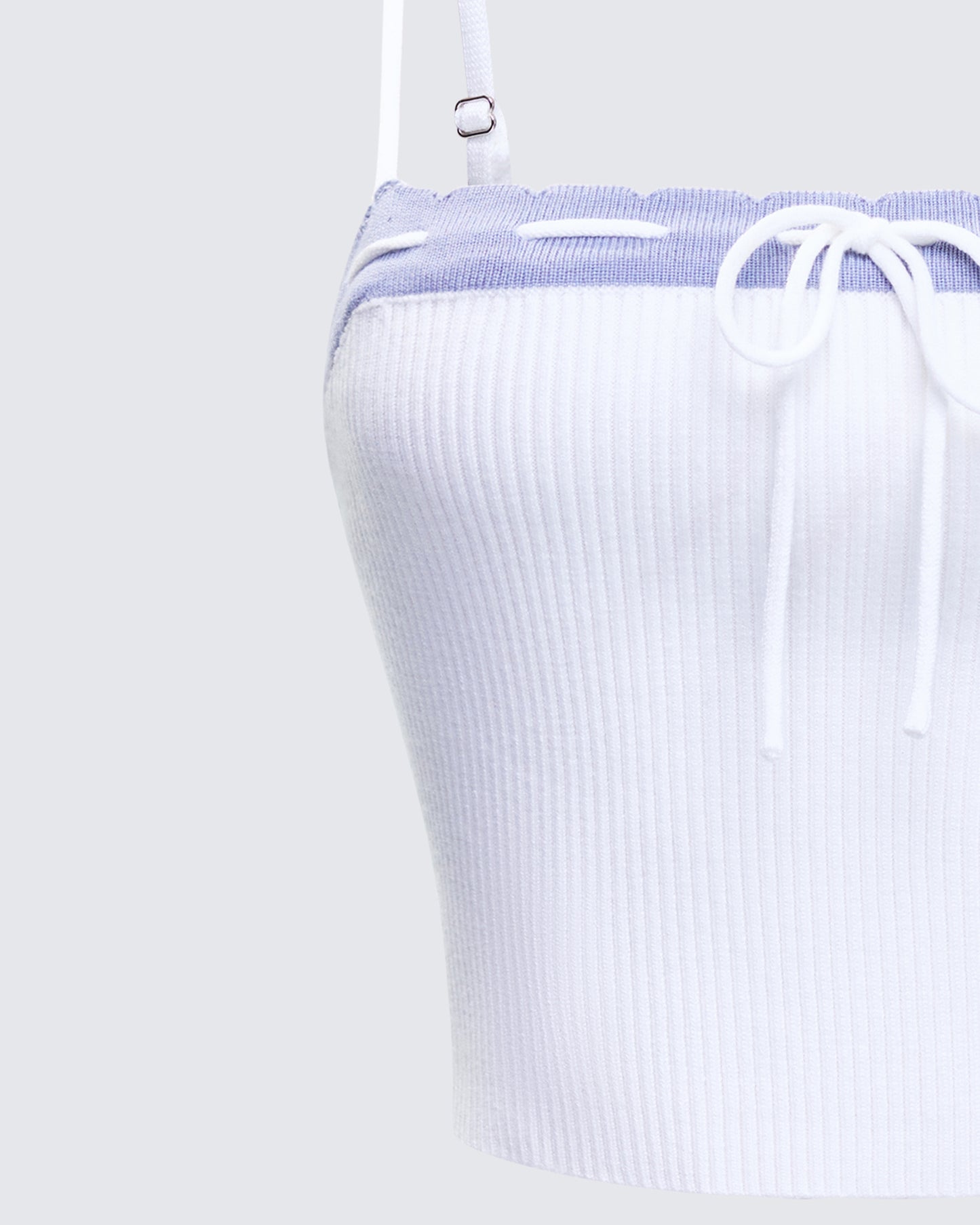 Lucien White Ribbon Path Knitted Top