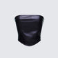 Nika Black Faux Leather Top product front