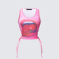 Nixie Pink Lace Up Graphic Tank product front