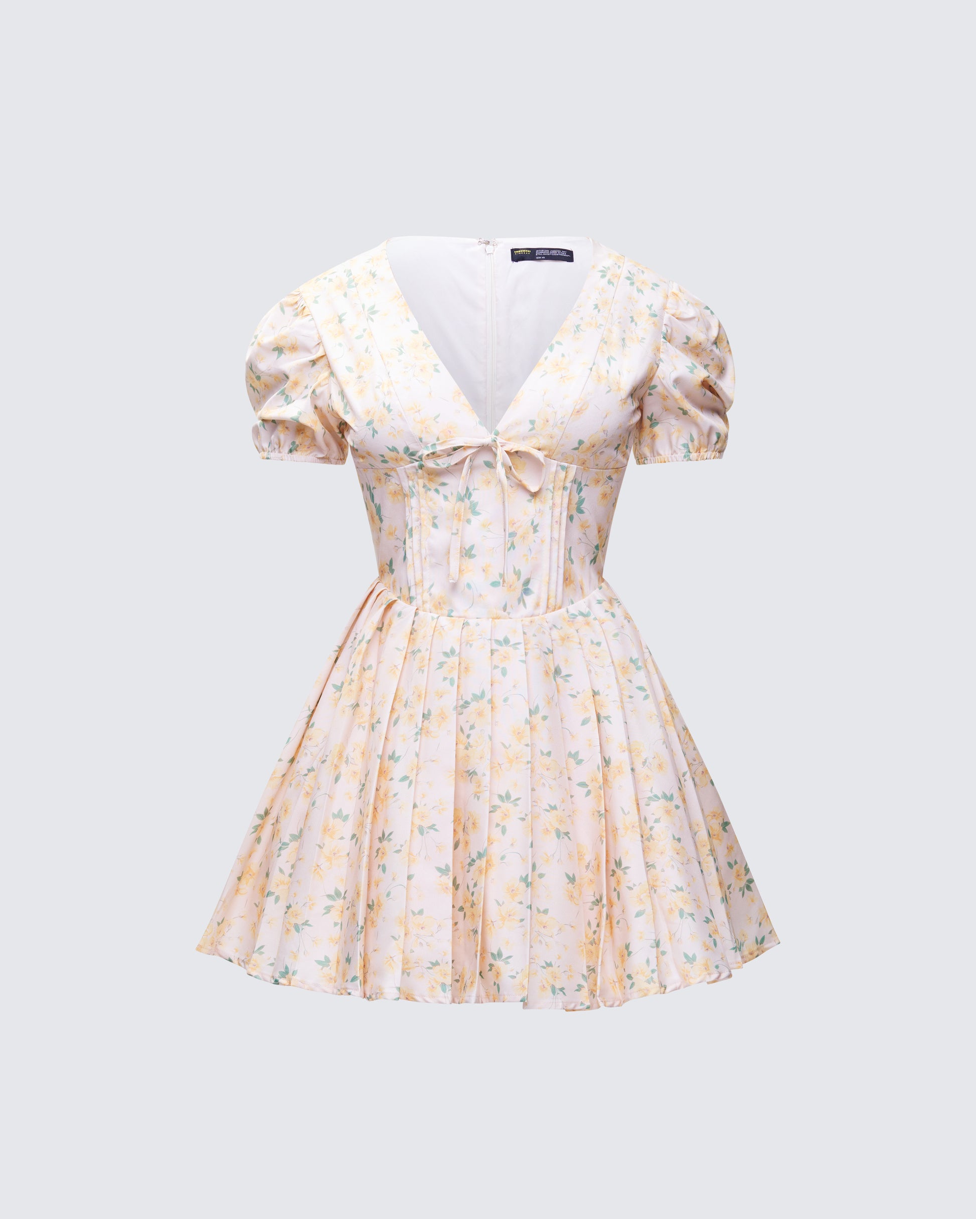 Nyla Yellow Floral Pleated Mini Dress product front