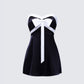 Ottilie Black Oversized Bow Mini Dress product front