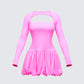 Pili Pink Drop Bubble Hem Micro Mini Dress product front