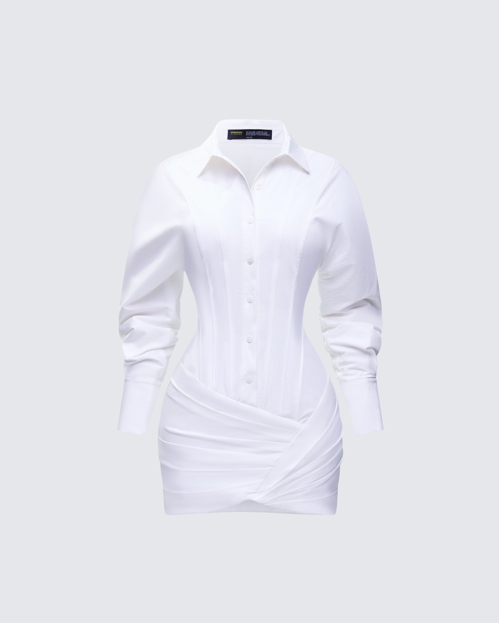 Regan White Cinched Tucked Mini Dress product front
