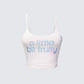 Soleia Ivory Rhinestone Slogan Cami Top product front