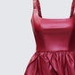 Thalassa Red Vegan Leather Folded Mini Dress