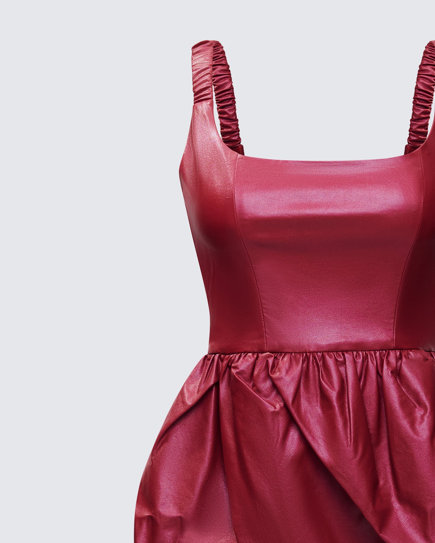 Thalassa Red Vegan Leather Folded Mini Dress