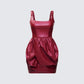 Thalassa Red Vegan Leather Folded Mini Dress product front