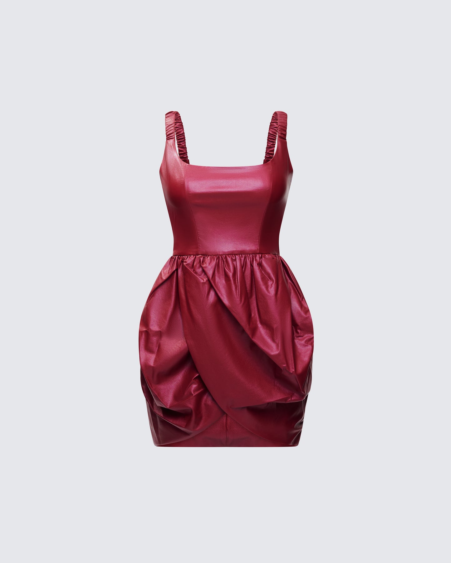 Thalassa Red Vegan Leather Folded Mini Dress product front