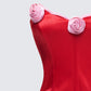 Villie Red Rose Detail Scalloped Edge Corset Top