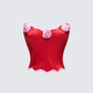 Villie Red Rose Detail Scalloped Edge Corset Top product front