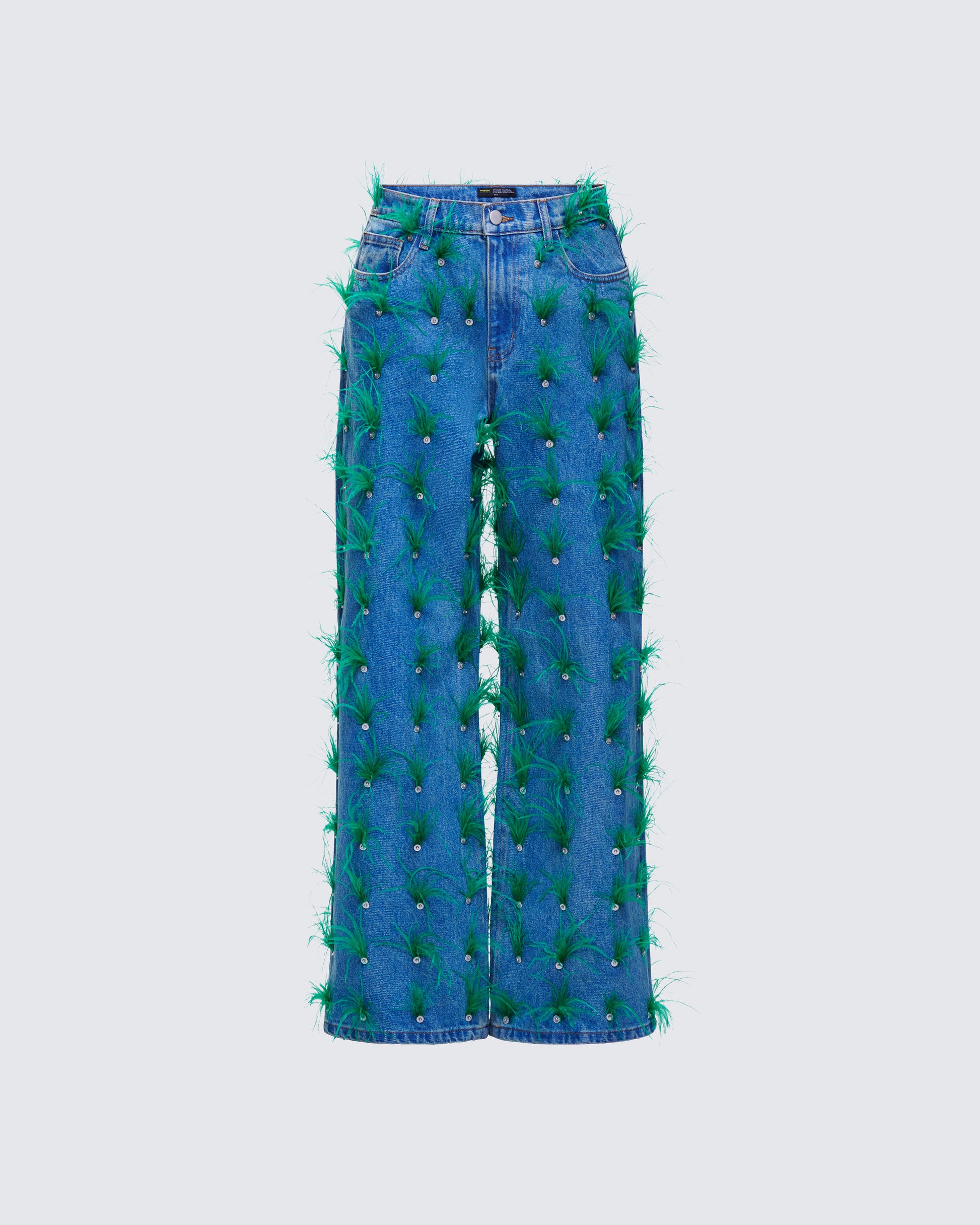 Zia Blue Denim Feather Straight Leg Pant product front