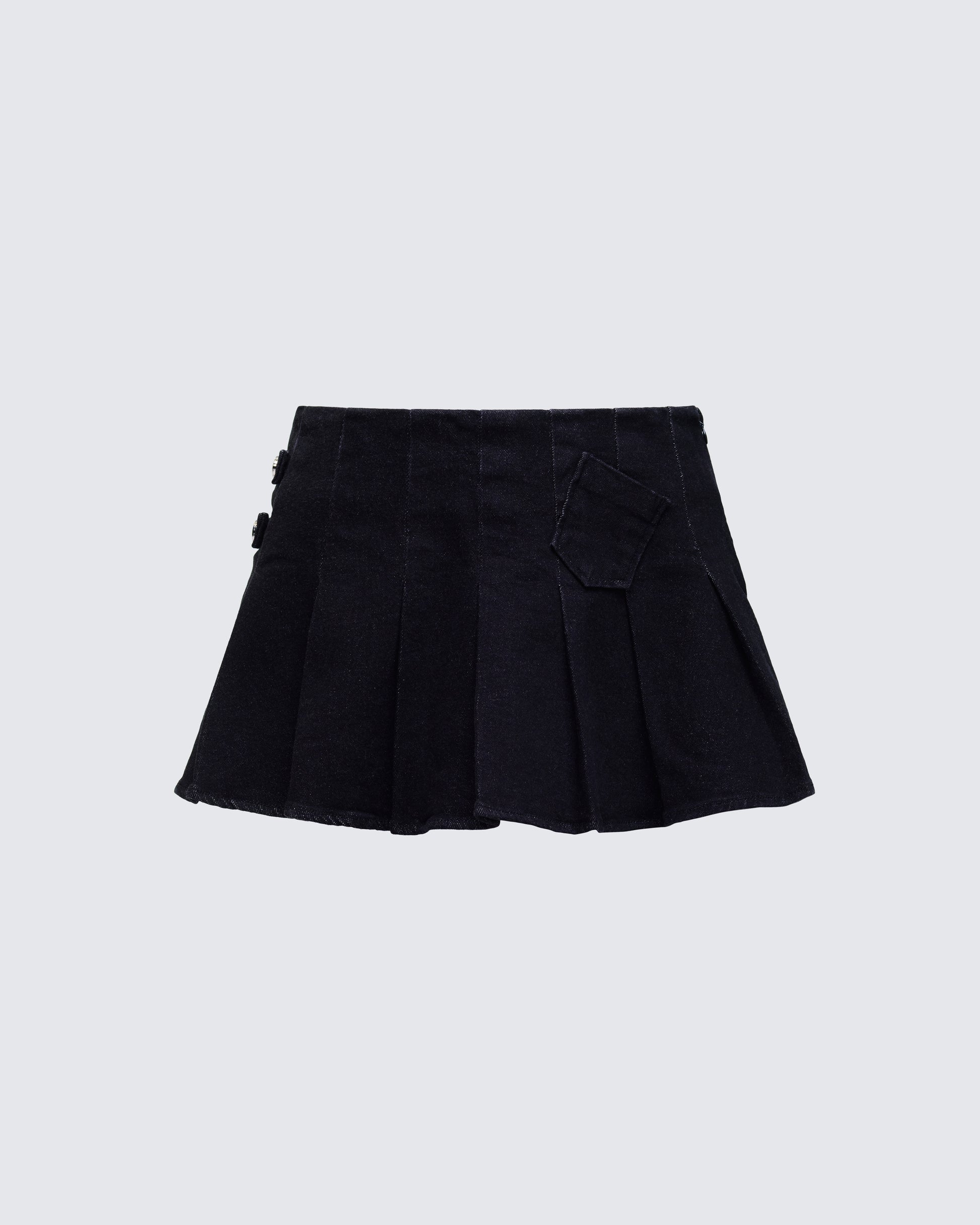 Ataya Black Denim Micro Mini Skirt product front