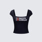 Zoya Black Slogan Scoop Neck Tee product front