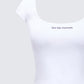 Levi White Slogan Scoop Neck Tee