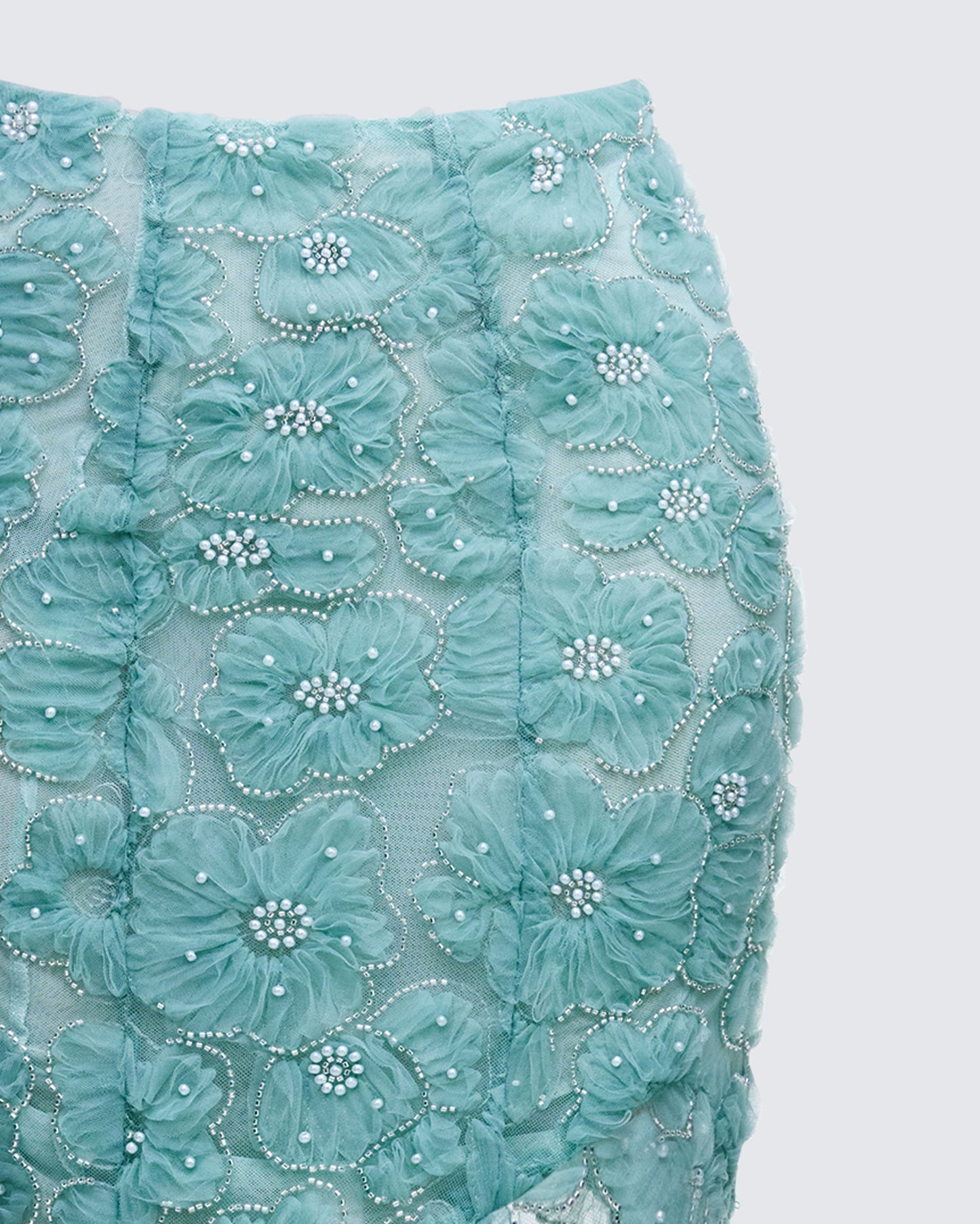 Delancy Green Embroidered Maxi Skirt