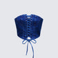 Electra Blue Denim Lace Up Corset product front