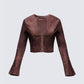 Viatrix Brown Vegan Leather Studded Jacket product front