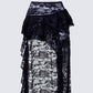Rina Black Lace Asymmetrical Hem Ruffle Skirt