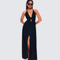 Leida Black Halter Maxi Dress