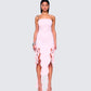 Sadira Pink Strapless Ruffle Dress model front