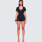 Jeanie Black Knit Romper model front