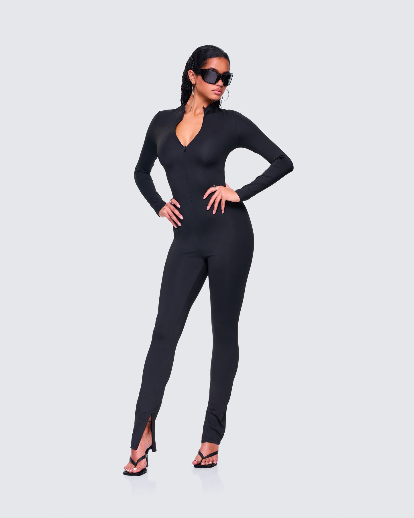 Brianna Black Zip Up Jumpsuit