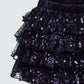 Love Hand Beaded Rhinestone Black Ruffle Short
