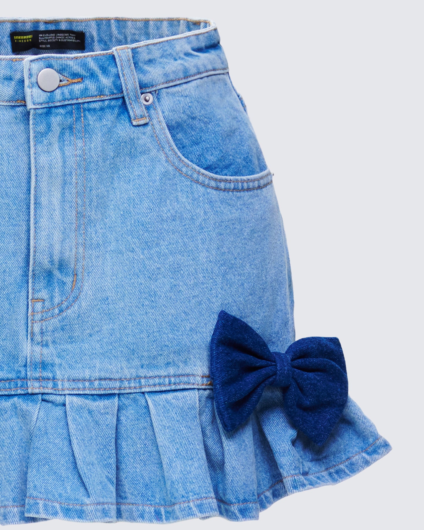 Emogen Pleated Denim Mini Skirt