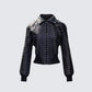 Eleri Black Vegan Leather Studded Jacket 3d product front