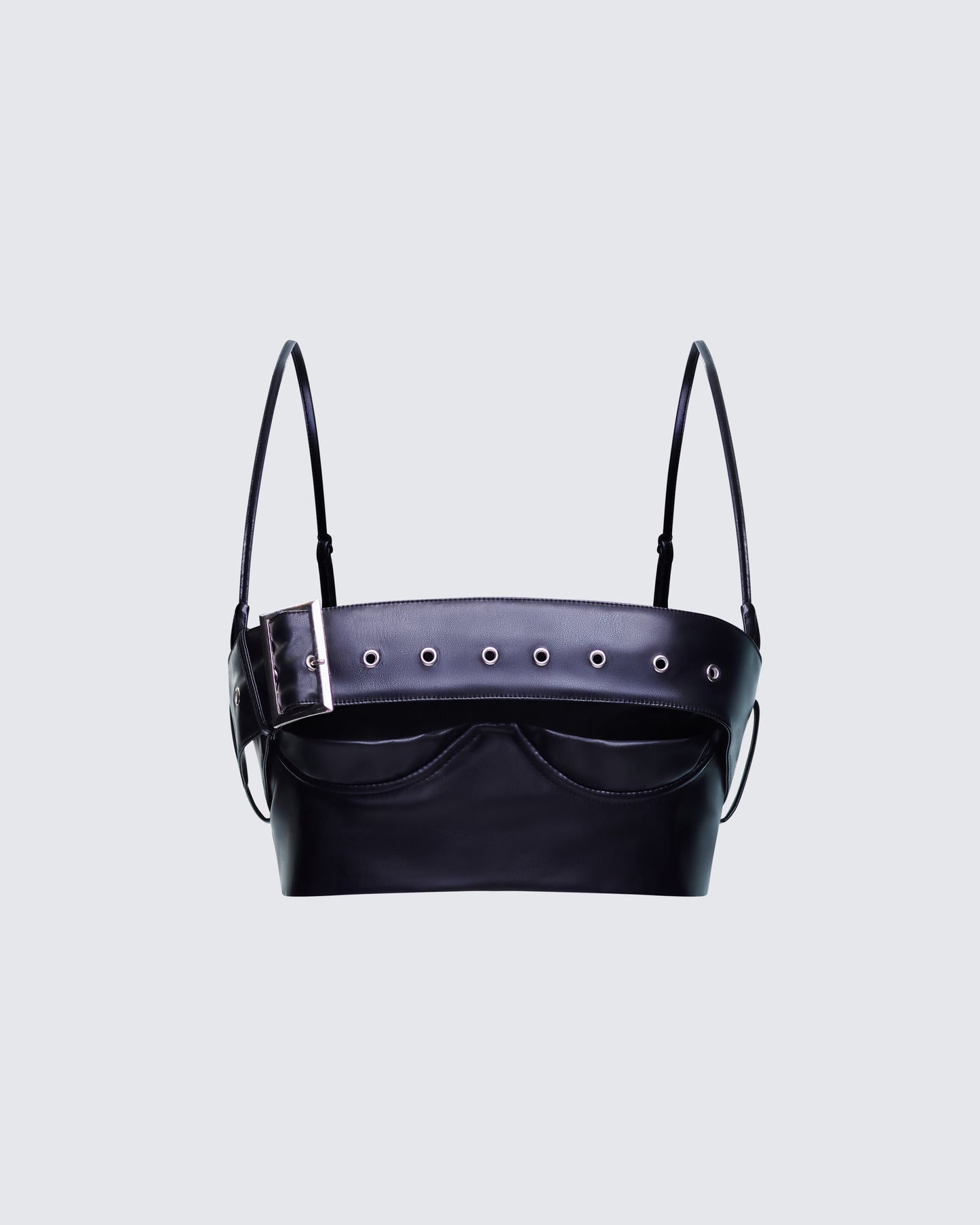 Kristin Black Vegan Leather Top 3d product front