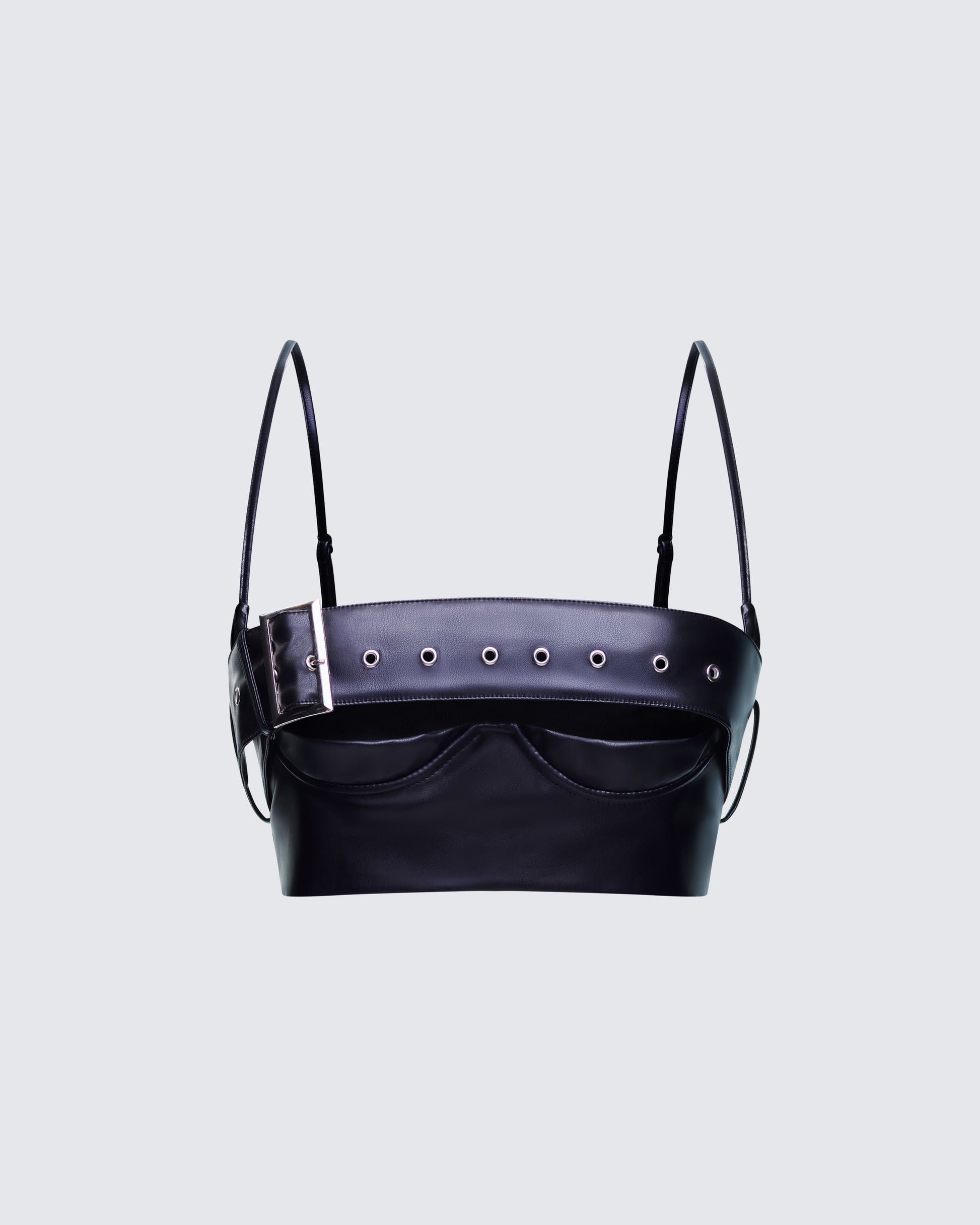 Kristin Black Vegan Leather Top 3d product front