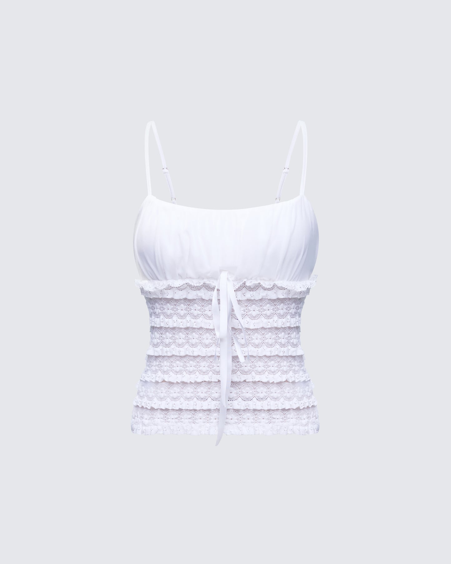 Wayan White Strappy Lace Top product front