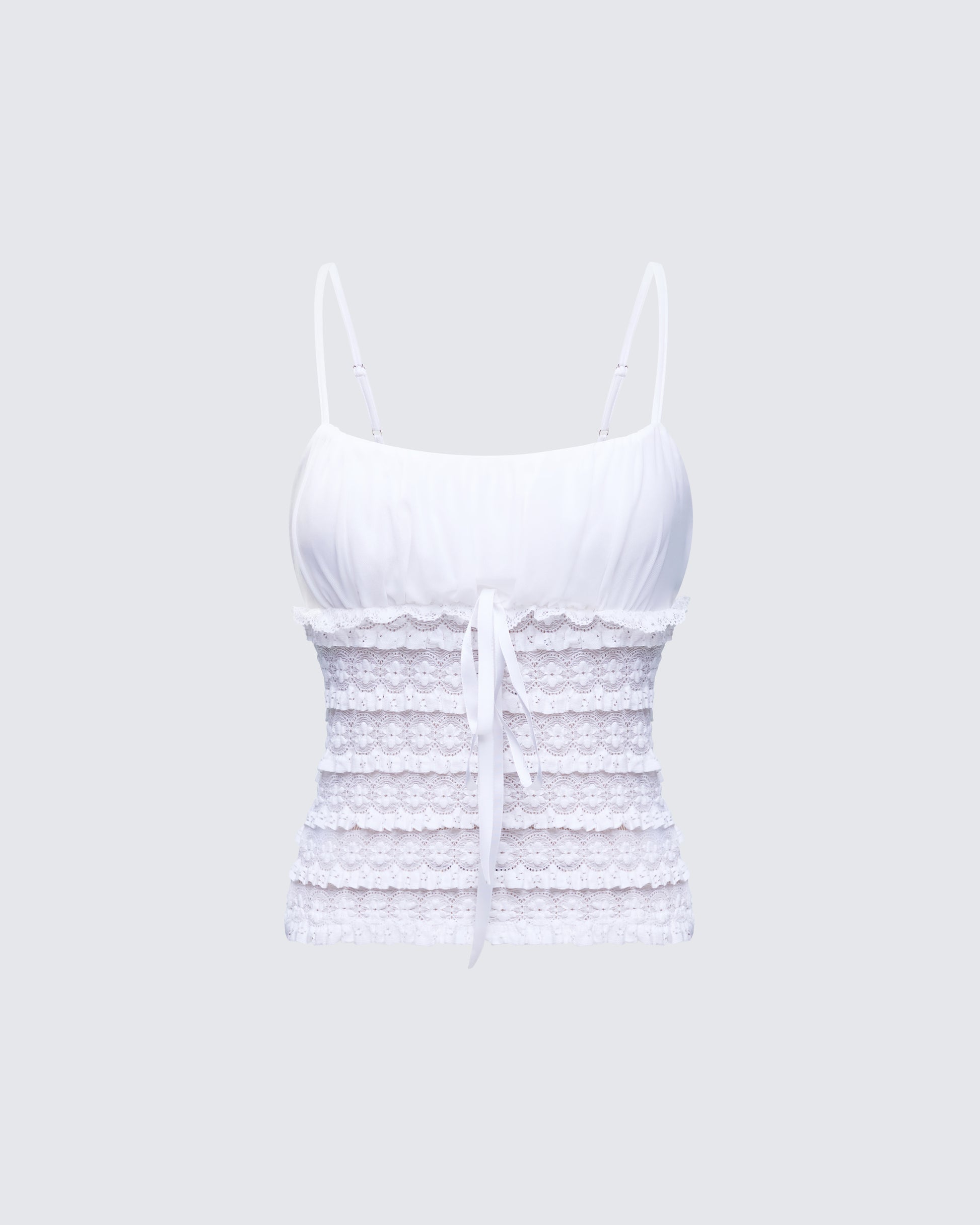 Wayan White Strappy Lace Top product front