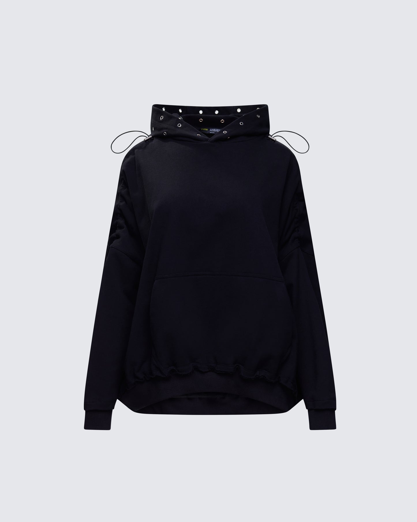 Nerea Black Eyelet Trimmed Toggled Hoodie product front