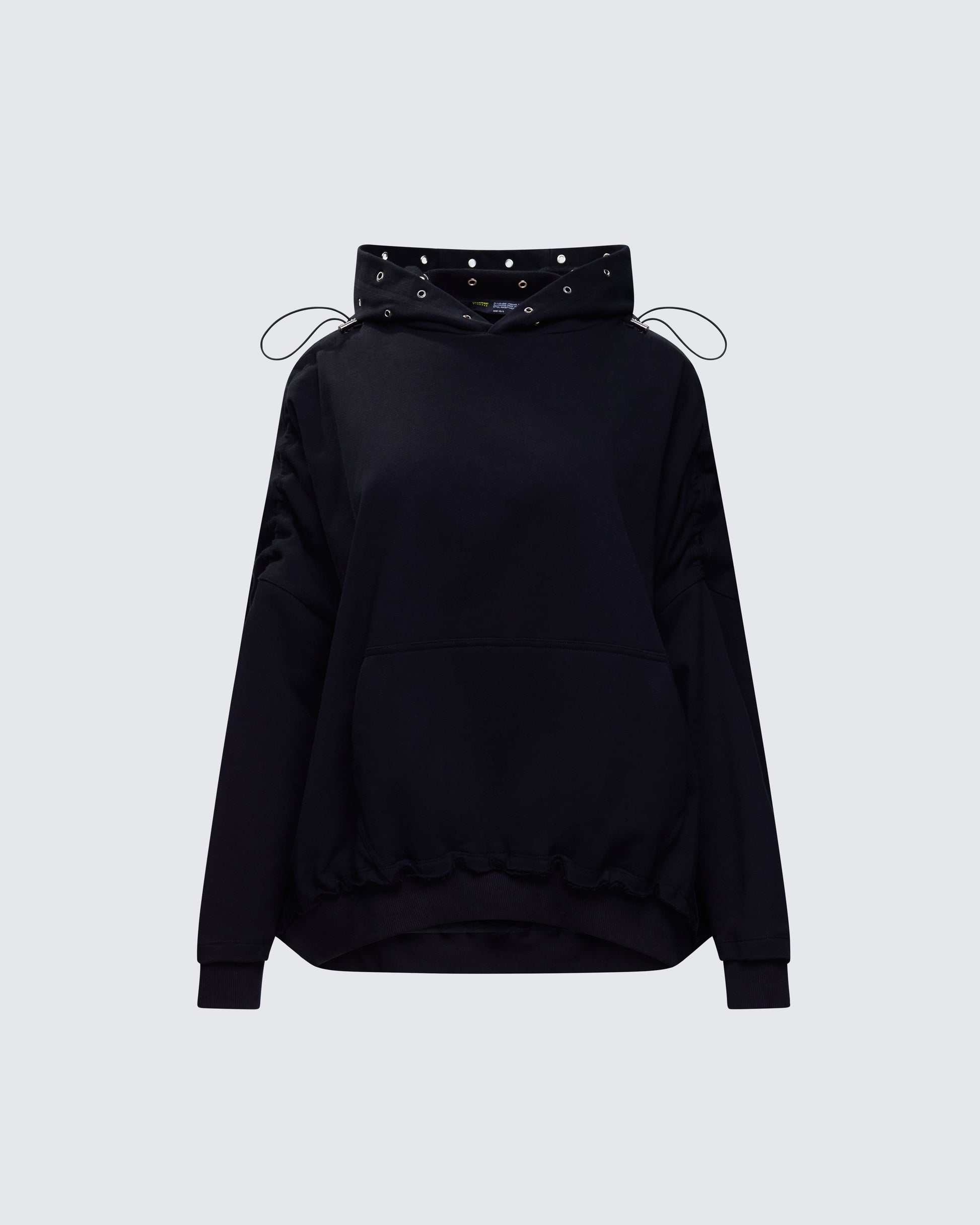 Nerea Black Eyelet Trimmed Toggled Hoodie product front