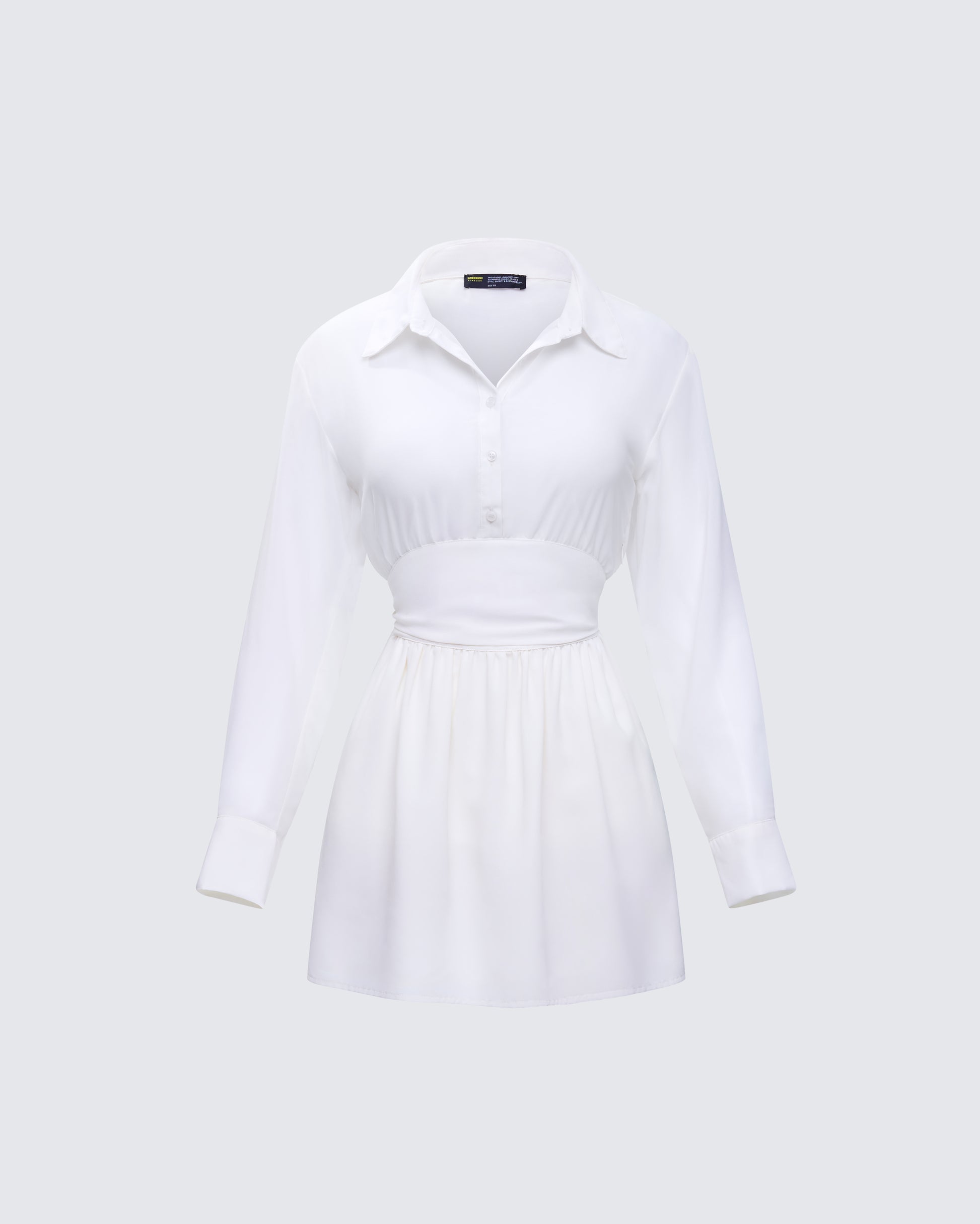 Amara Ivory Mini Shirt Dress 3d product front