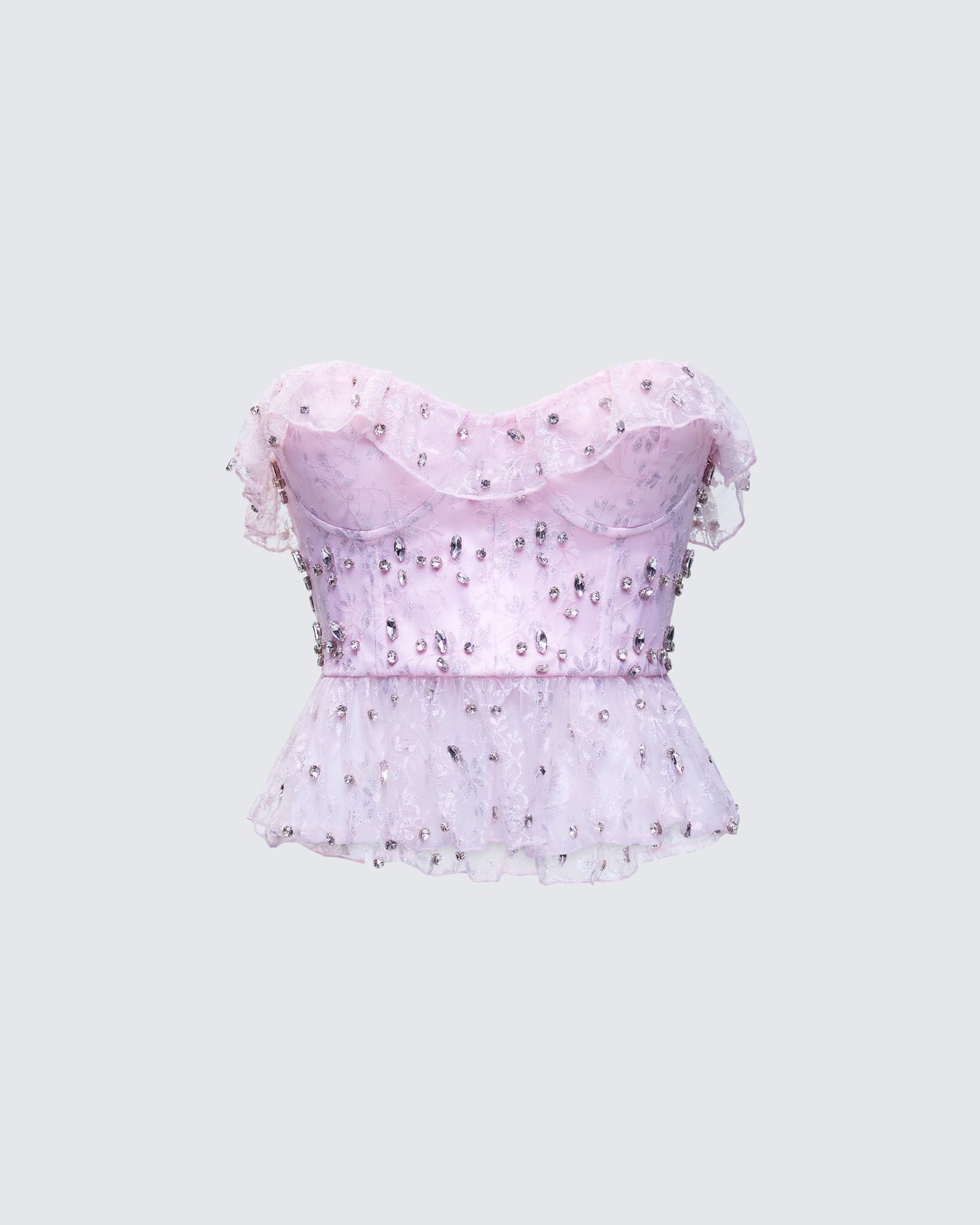 Keilani Pink Hand Beaded Rhinestone Top product front