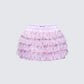 Love Hand Beaded Rhinestone Pink Ruffle Short product front