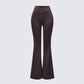 Quintessa Brown Ruched Back Flare Pants product front