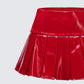 Zaynah Red Vinyl Pleated Mini Skirt