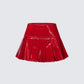 Zaynah Red Vinyl Pleated Mini Skirt