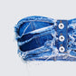 Katria Blue Frayed Denim Bandeau Top