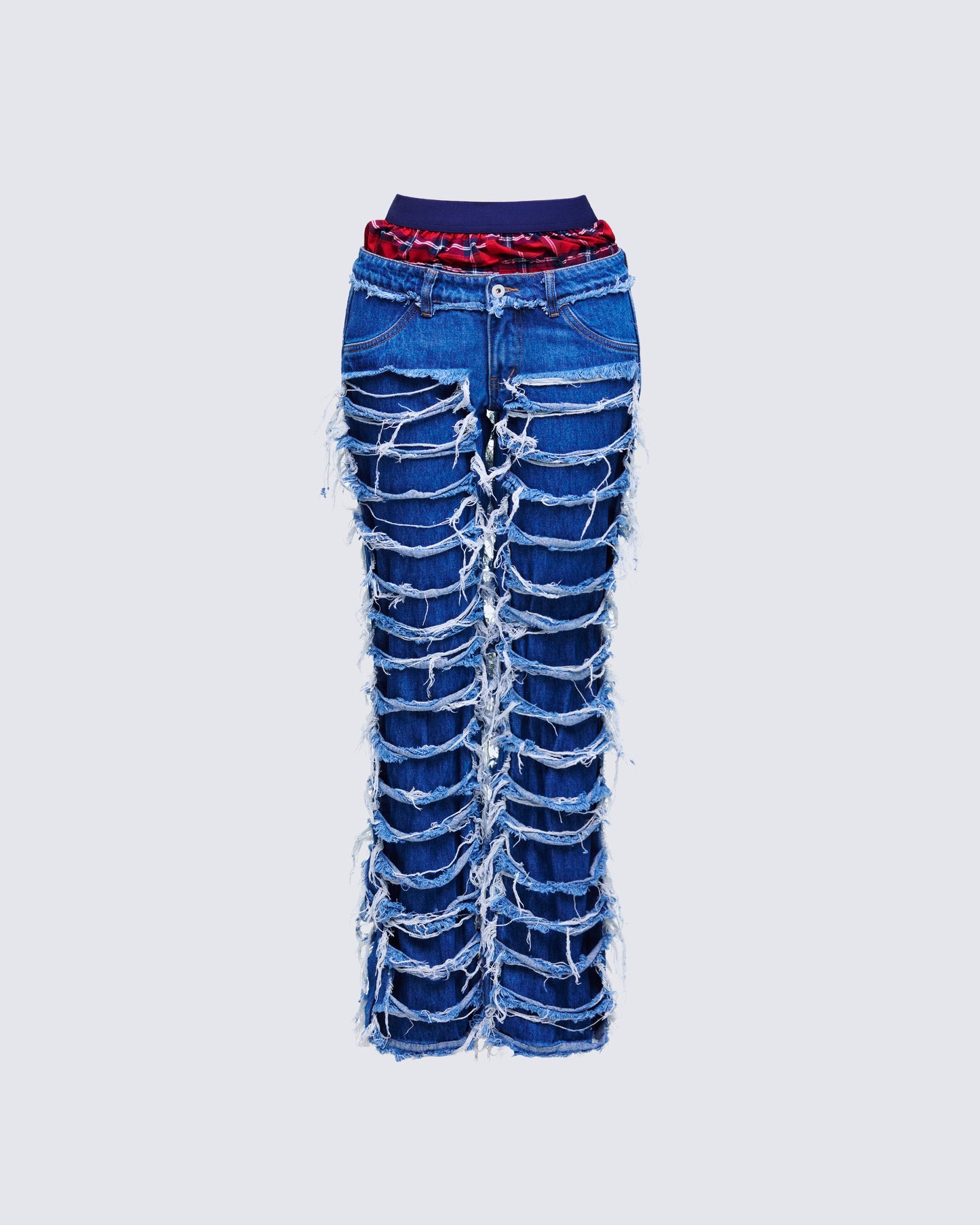 Katria Blue Frayed Denim Boxer Jean