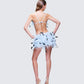 Meadow Blue Feather Backless Mini Dress