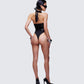 Betsy Black Vegan Leather Plunge Bodysuit