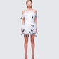 Meadow White Feather Backless Mini Dress model front