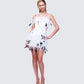 Meadow White Feather Backless Mini Dress