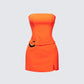 Pamela Orange Belted Dress