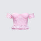 Senara Pink Corset Ruffle Top